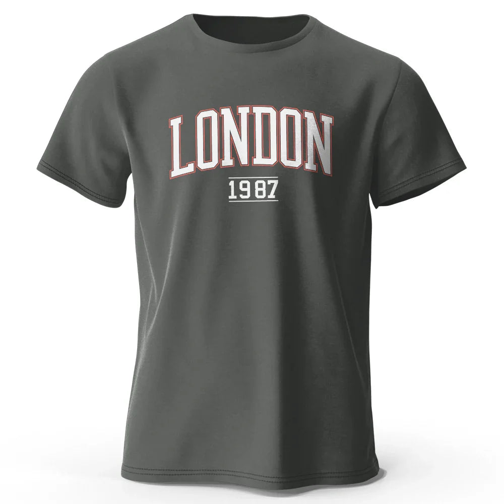 T-Shirt Londres 1987 Vintage Sport - 100% Coton Surdimensionné