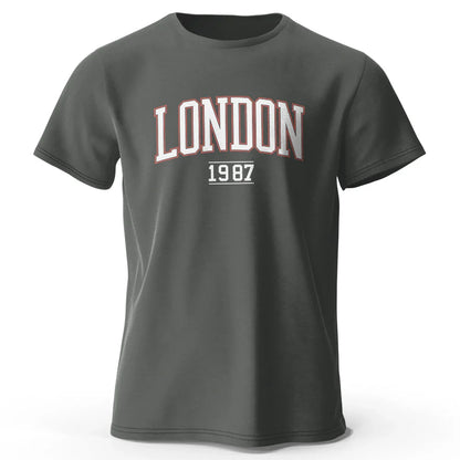 T-Shirt Londres 1987 Vintage Sport - 100% Coton Surdimensionné
