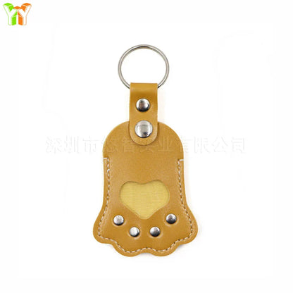 Memorial Leather Pet Hair Storage Bag Cat Paw Keychain Multifunctional Portable Keychain