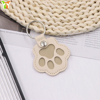 Memorial Leather Pet Hair Storage Bag Cat Paw Keychain Multifunctional Portable Keychain