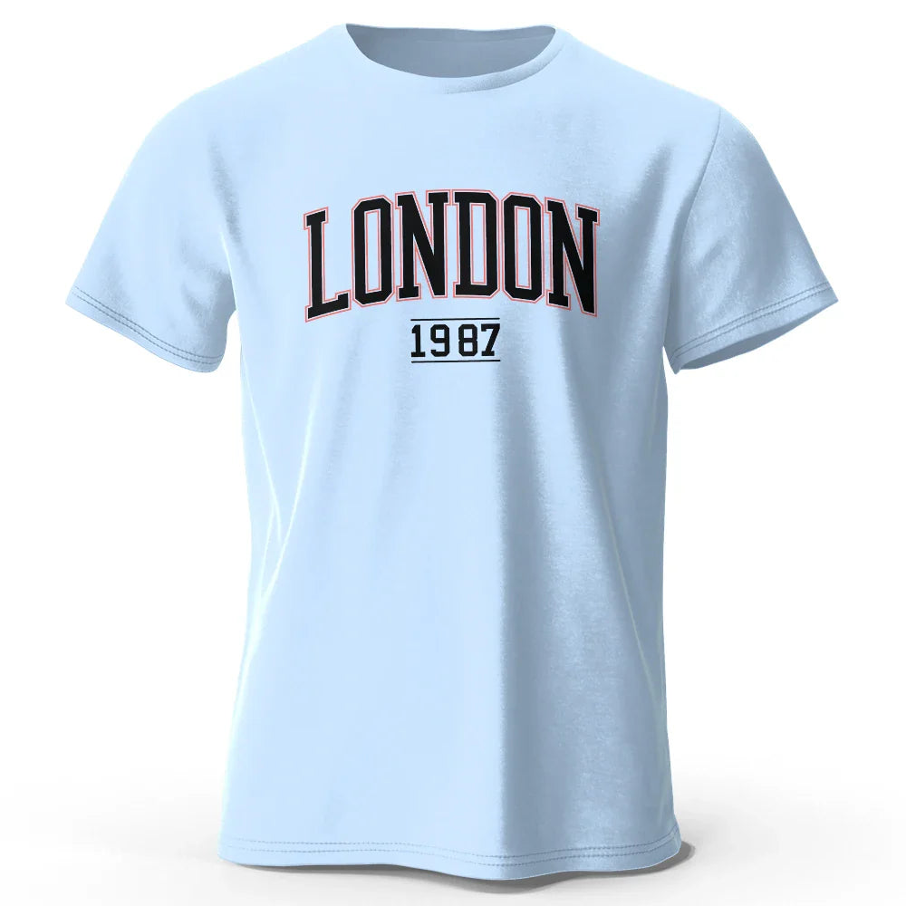 T-Shirt Londres 1987 Vintage Sport - 100% Coton Surdimensionné
