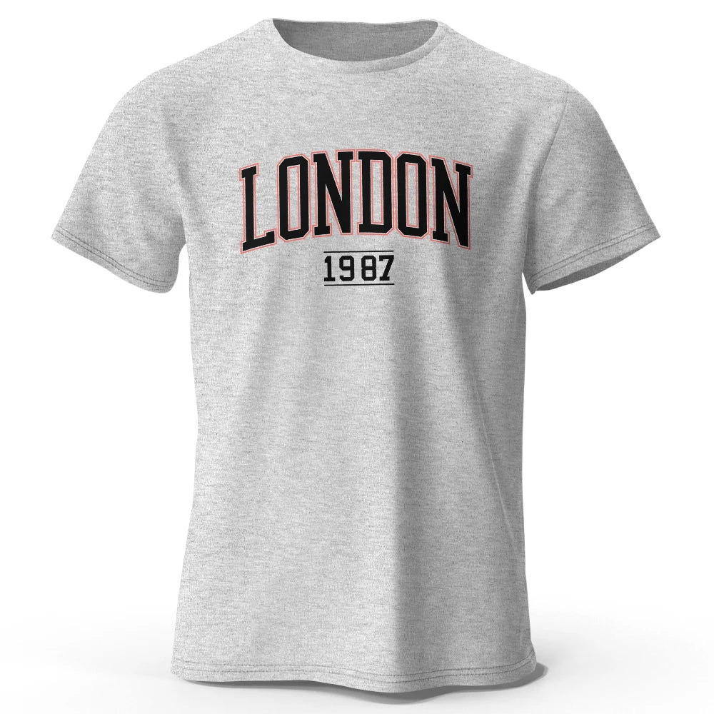 T-Shirt Londres 1987 Vintage Sport - 100% Coton Surdimensionné