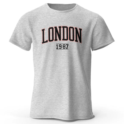 T-Shirt Londres 1987 Vintage Sport - 100% Coton Surdimensionné