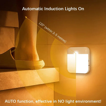 Wireless Motion Sensor LED Night Light - USB Rechargeable Wall Lamp