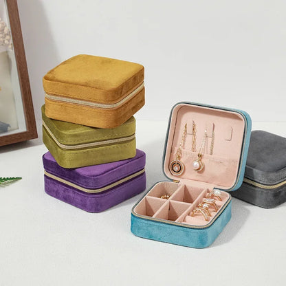 Velvet Travel Jewelry Box Organizer