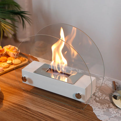 13.5" L Portable Tabletop Fireplace (White)