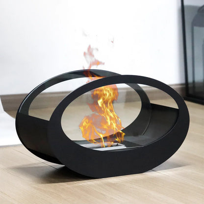 16x9.5"Black Metal Tabletop Fireplace