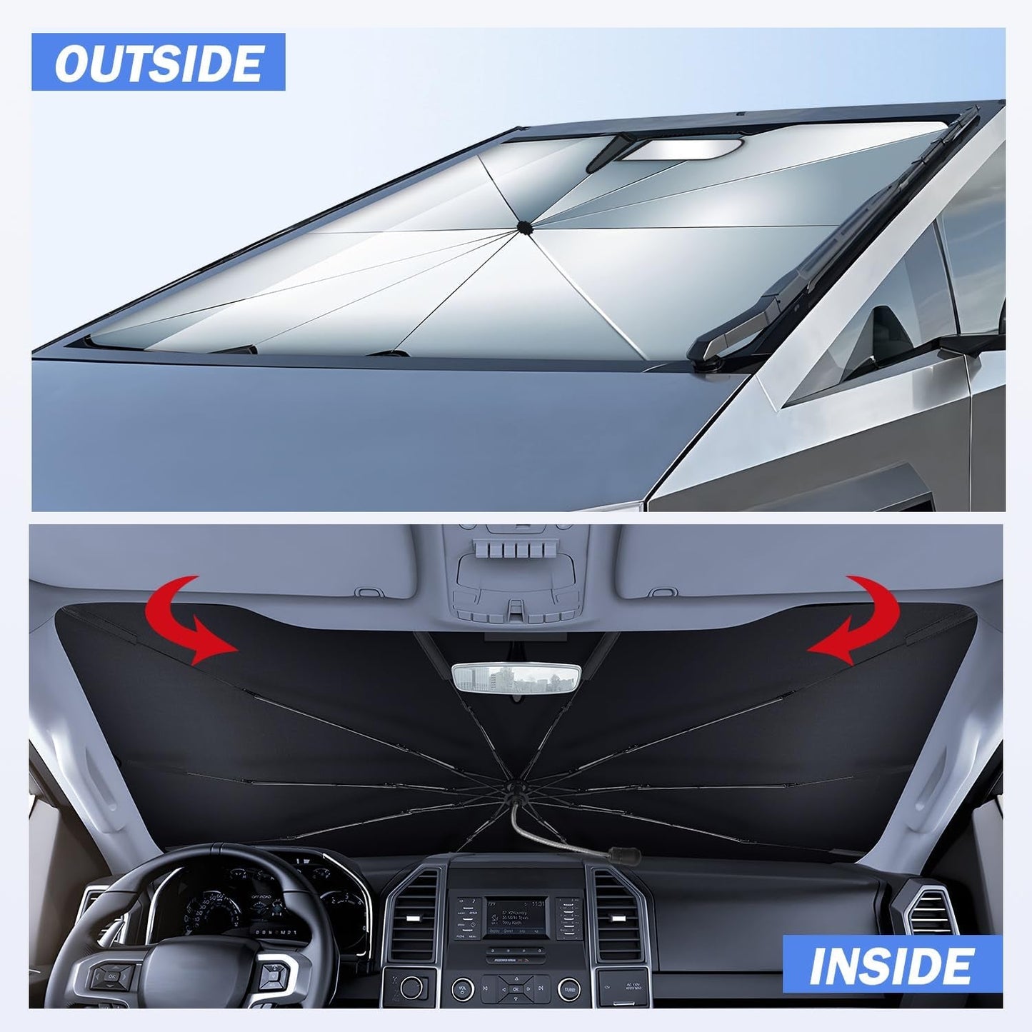 Tesla Cybertruck Sunshade Umbrella Custom Fit UV Blackout