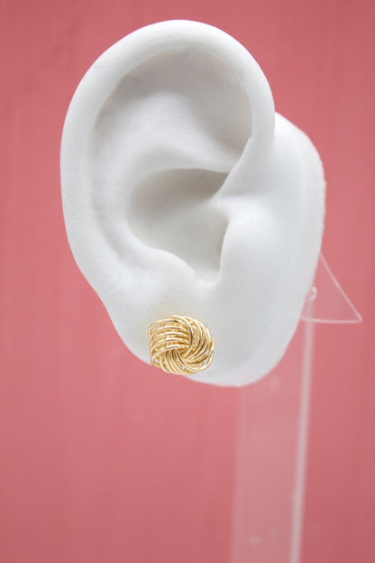 18K Gold Filled Golden Wire Knot Stud Earrings (J180)