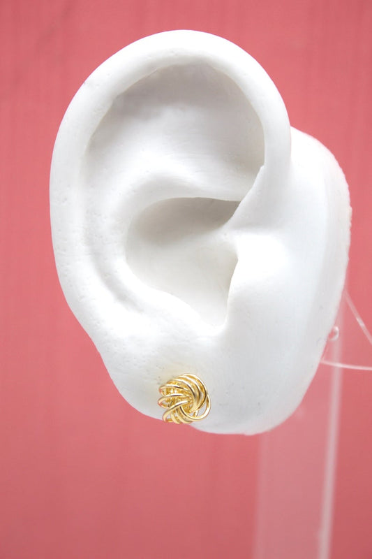 18K Gold Filled Golden Wire Knot Stud Earrings (J180)